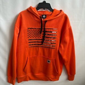Buffalo David Bitton Orange Hoodie Flag Graphic Size L Polyester INV25/301